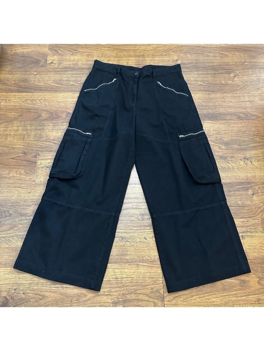 ME+EM wide leg cargo trousers black